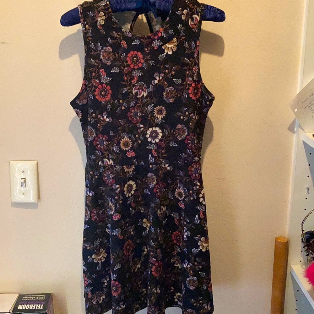 Miniskirt Dress - floral on black